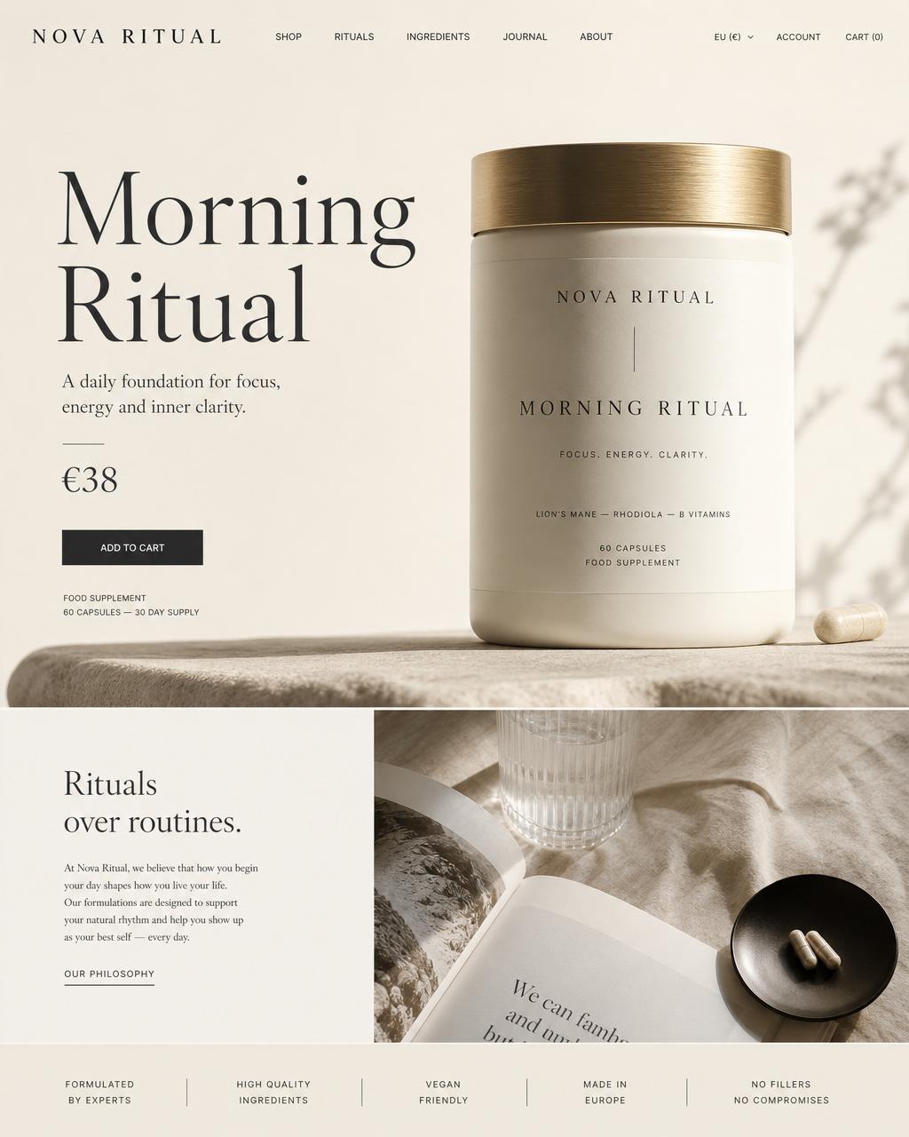 NOVA Ritual — Beispiel-Shop von Selah Concepts.